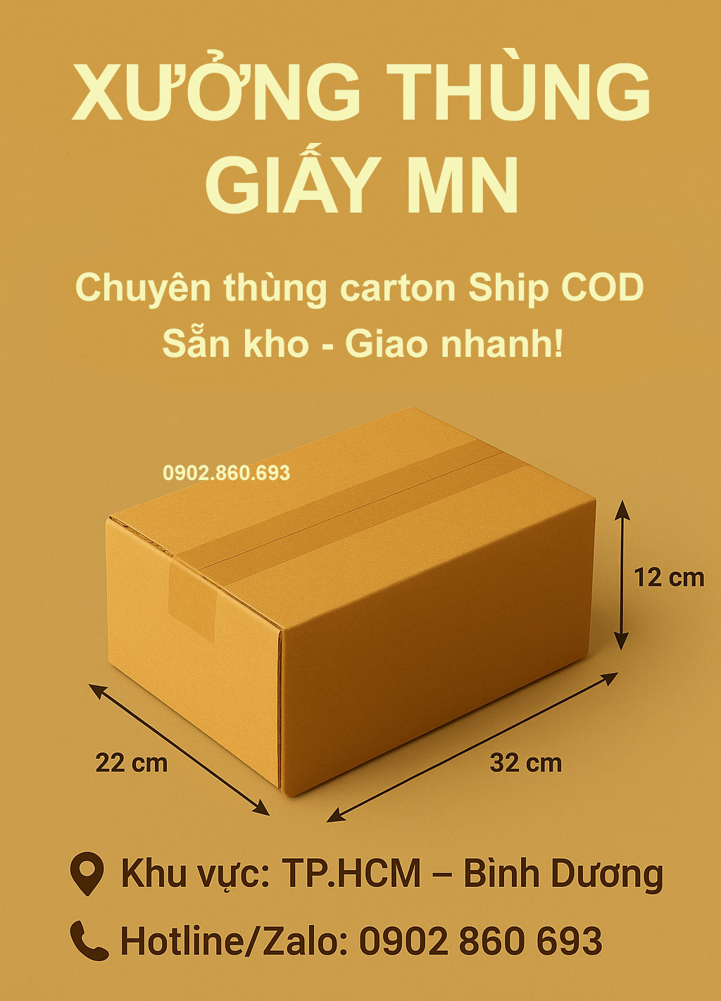 Thùng Carton Ship COD 32x22x12 cm